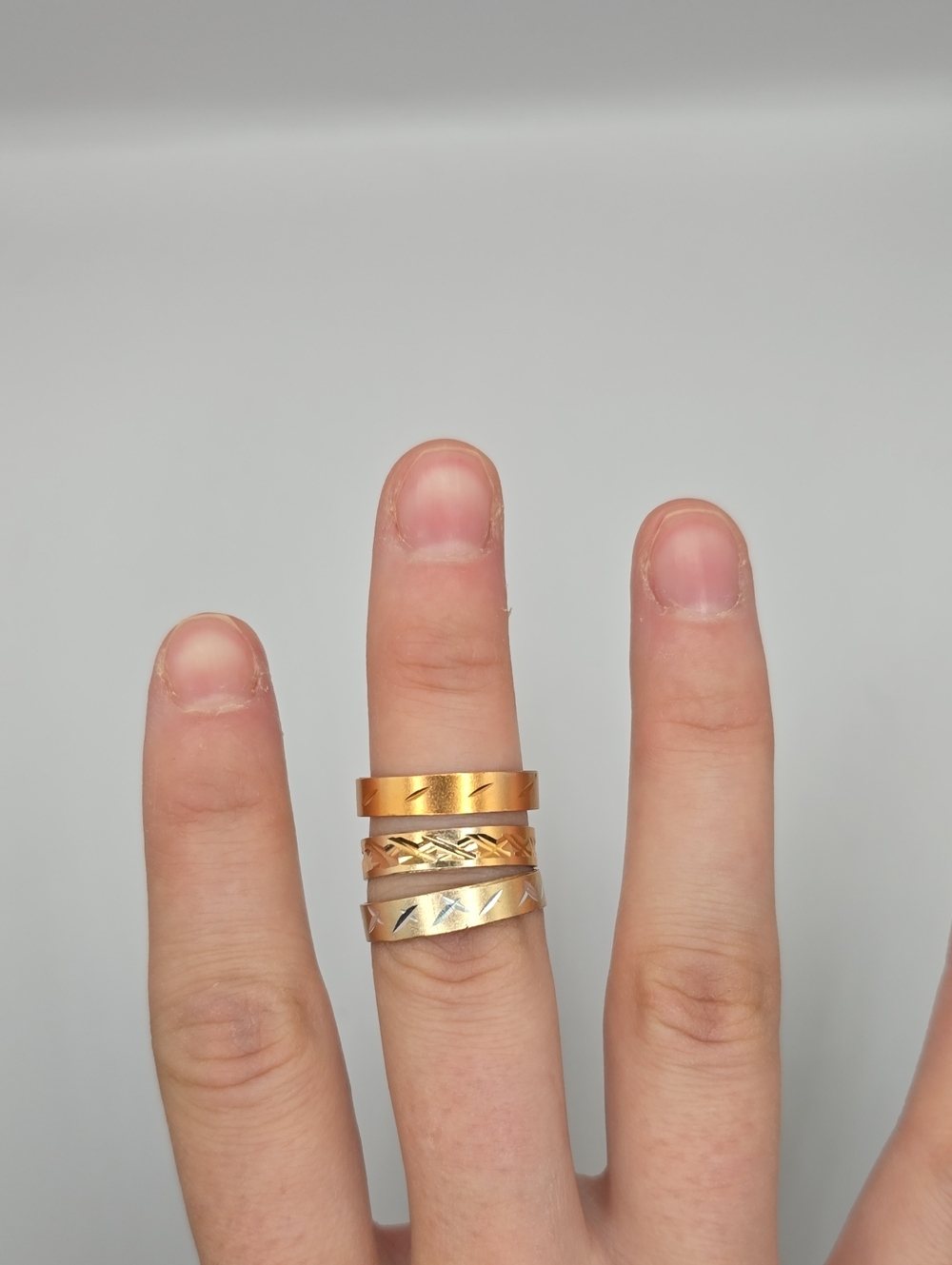 Set of Three Mixed Metal Stacking Rings - Gold, Rose Gold, Silver